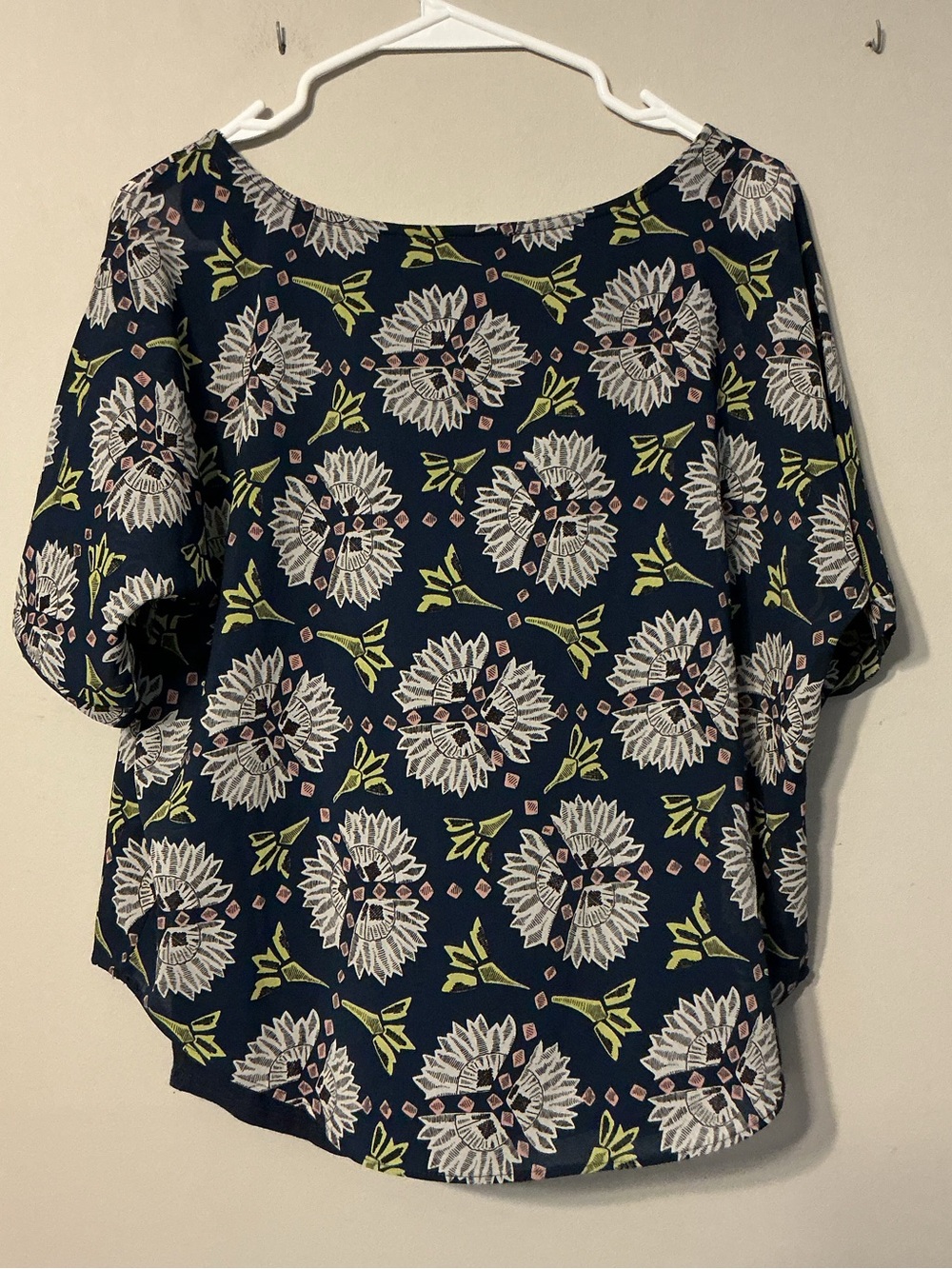 Meadow Rue Navy Layered Top with Pattern - Picture 6 of 8